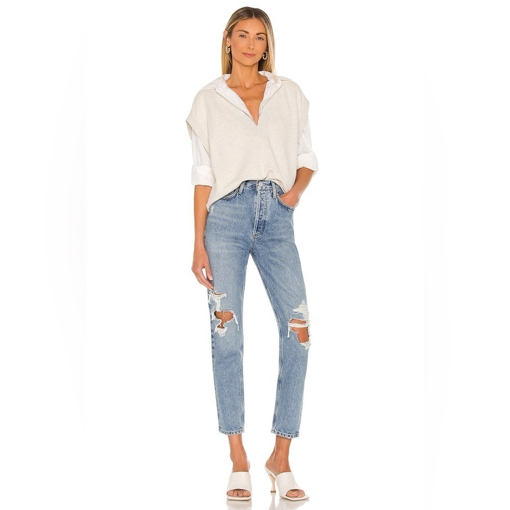 AGOLDE High Rise Straight Leg Jeans Distressed Denim 90s Style Women’s 24